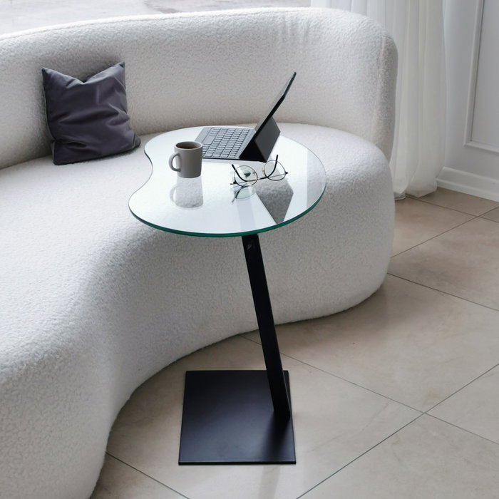 Hanah Home Fagioli - Mesa de centro negra con cristal templado Hanah Home Fagioli - Mesa de centro negra con cristal templado